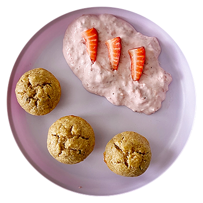 Peanut Butter Muffins With Strawberry Yogurt