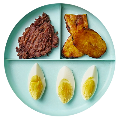 Huevos, frijoles, y plátanos