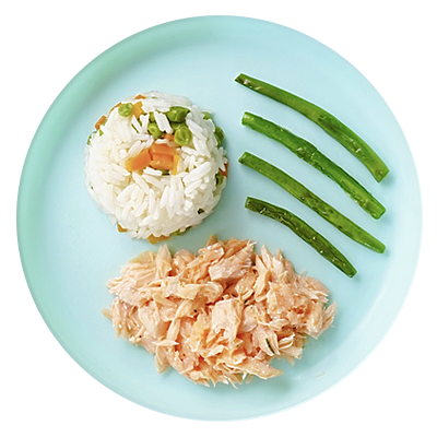 Salmón con arroz y vegetales