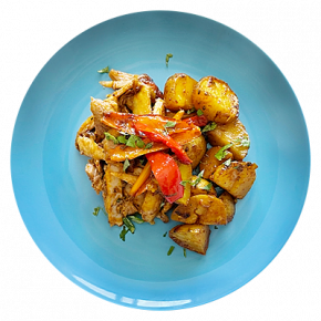 Pollo horneado con verduras