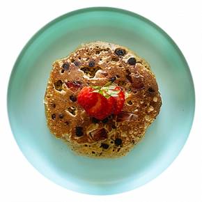 Panqueques de quinoa, chocolate, y fresa
