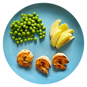 Camarones y verduras