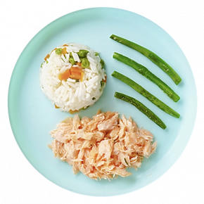 Salmón con arroz y vegetales