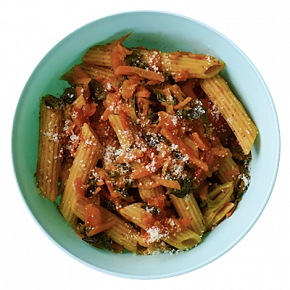 Pasta de garbanzo y vegetales