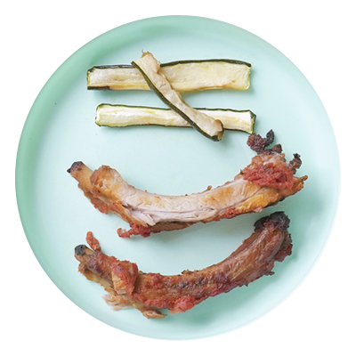 Costillas de cerdo y zucchini
