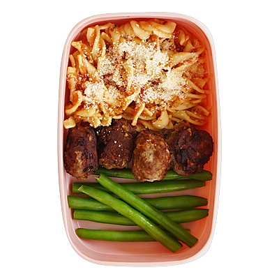 Pasta with Meatballs and Green Beans