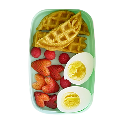 Waffles, Egg, and Fruit
