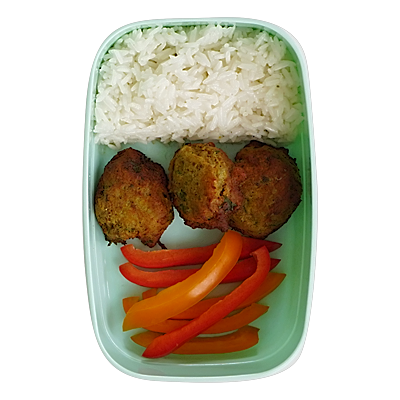 Tuna Patties with Red Bell Pepper and Rice