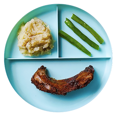 Ribs, Mashed Potatoes, and Green Beans