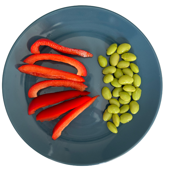 Edamame and Red Bell Pepper