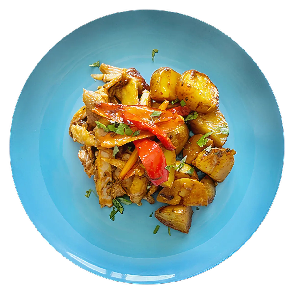 Pollo horneado con verduras