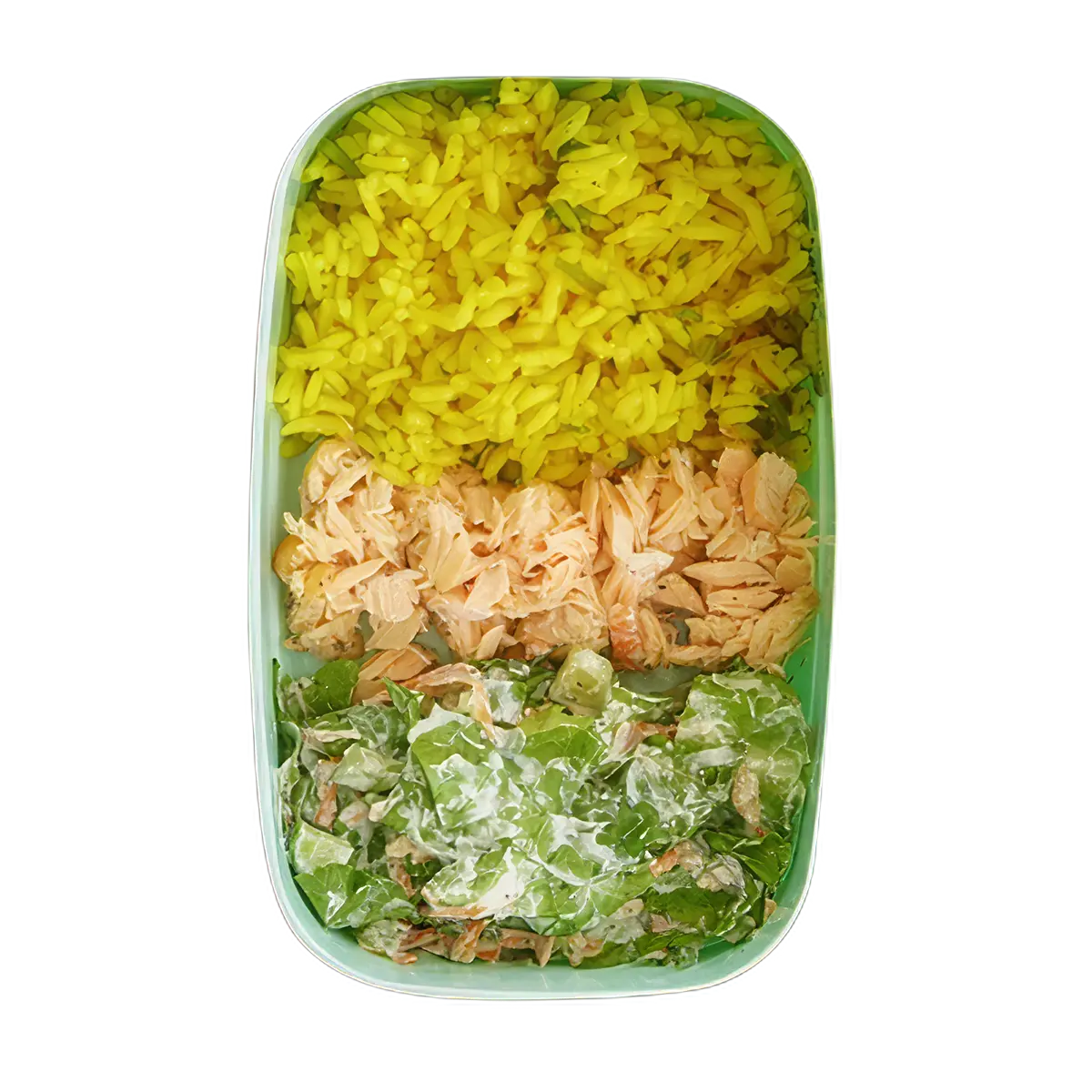 Salmón con arroz y ensalada