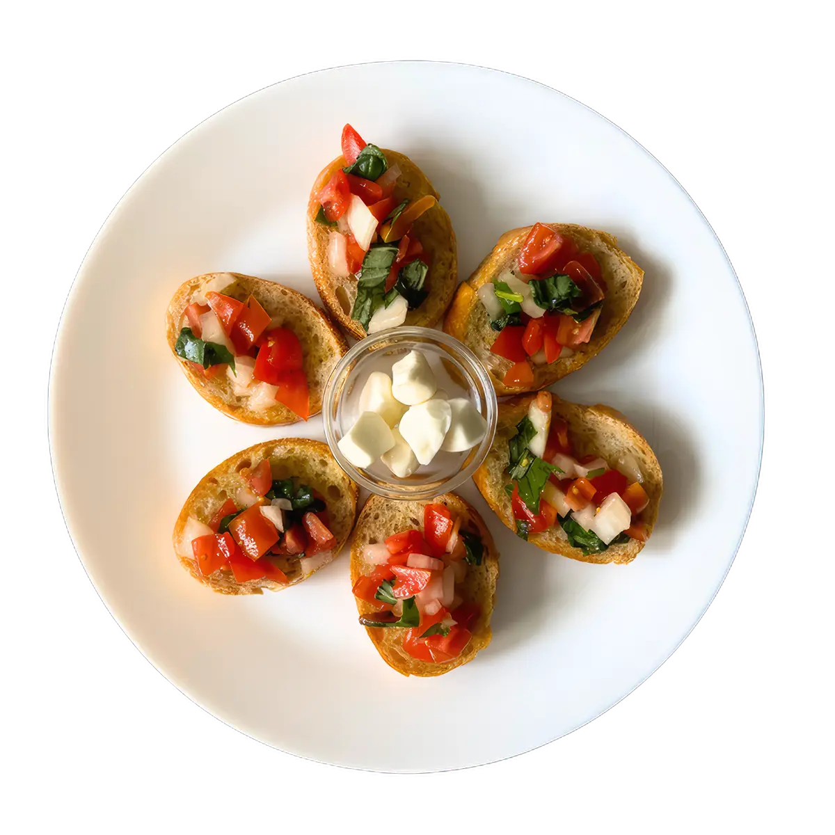 Bruschetta y queso mozzarella