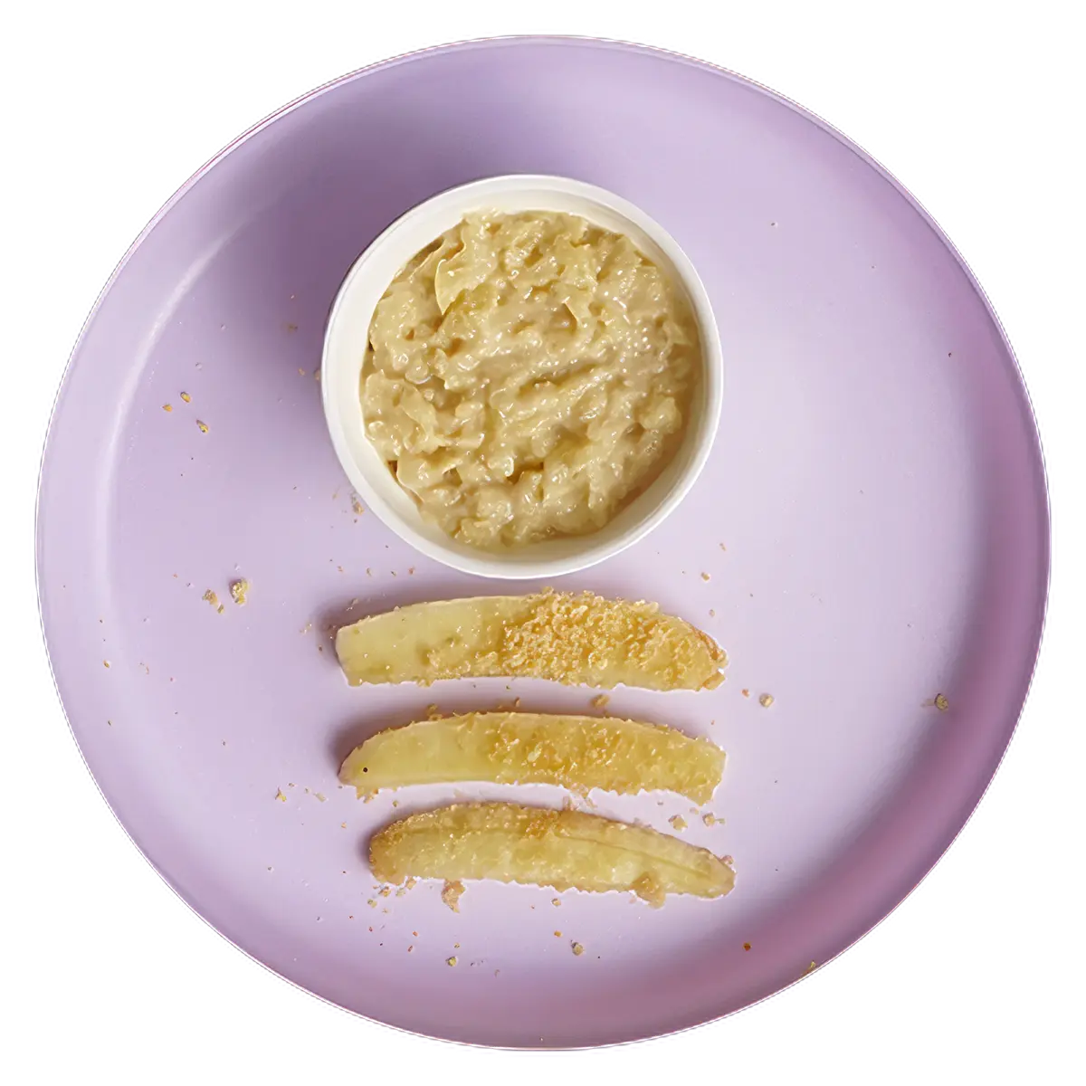 Puré de manzana con mantequilla de maní y banano