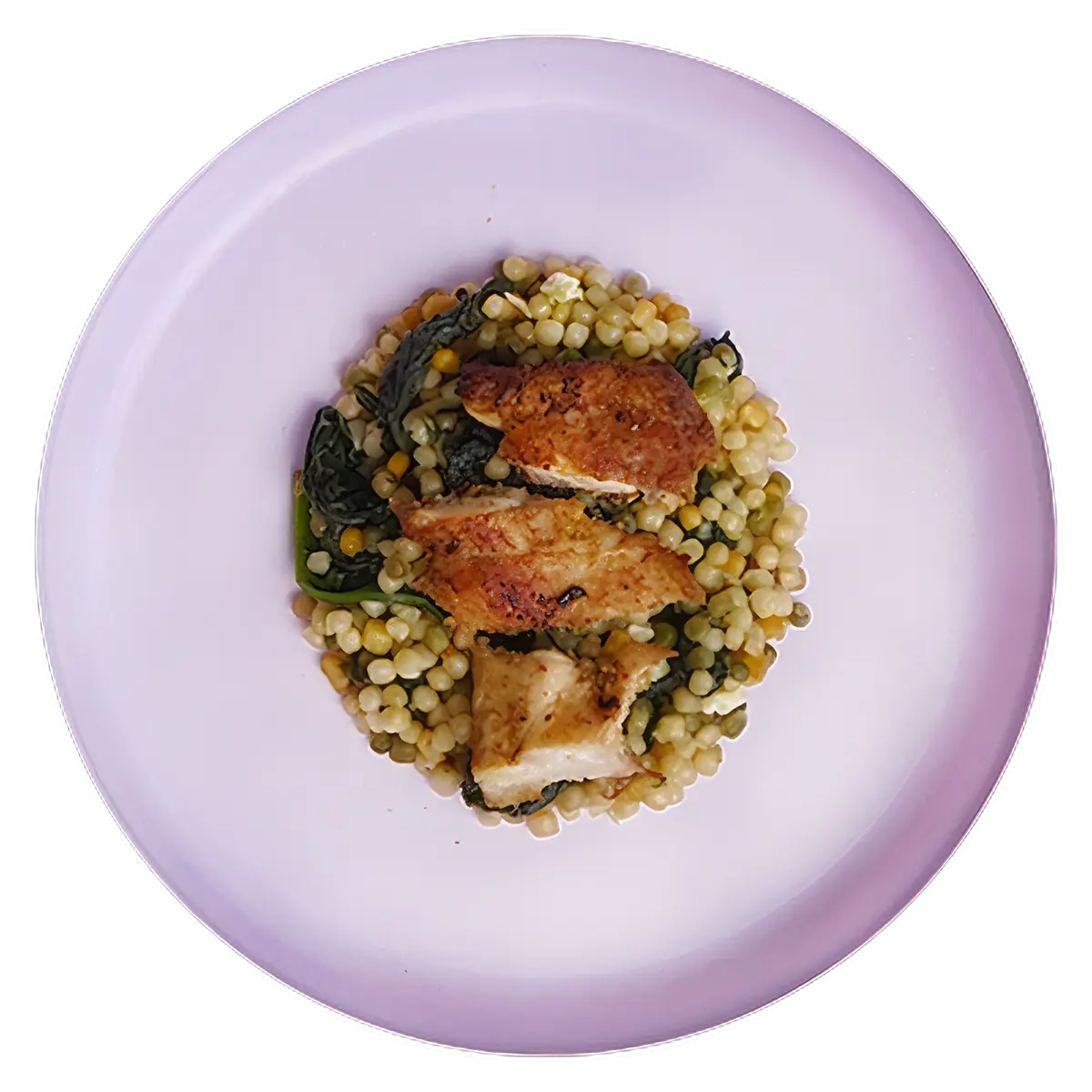 Spinach Feta Israeli Cous Cous and Chicken
