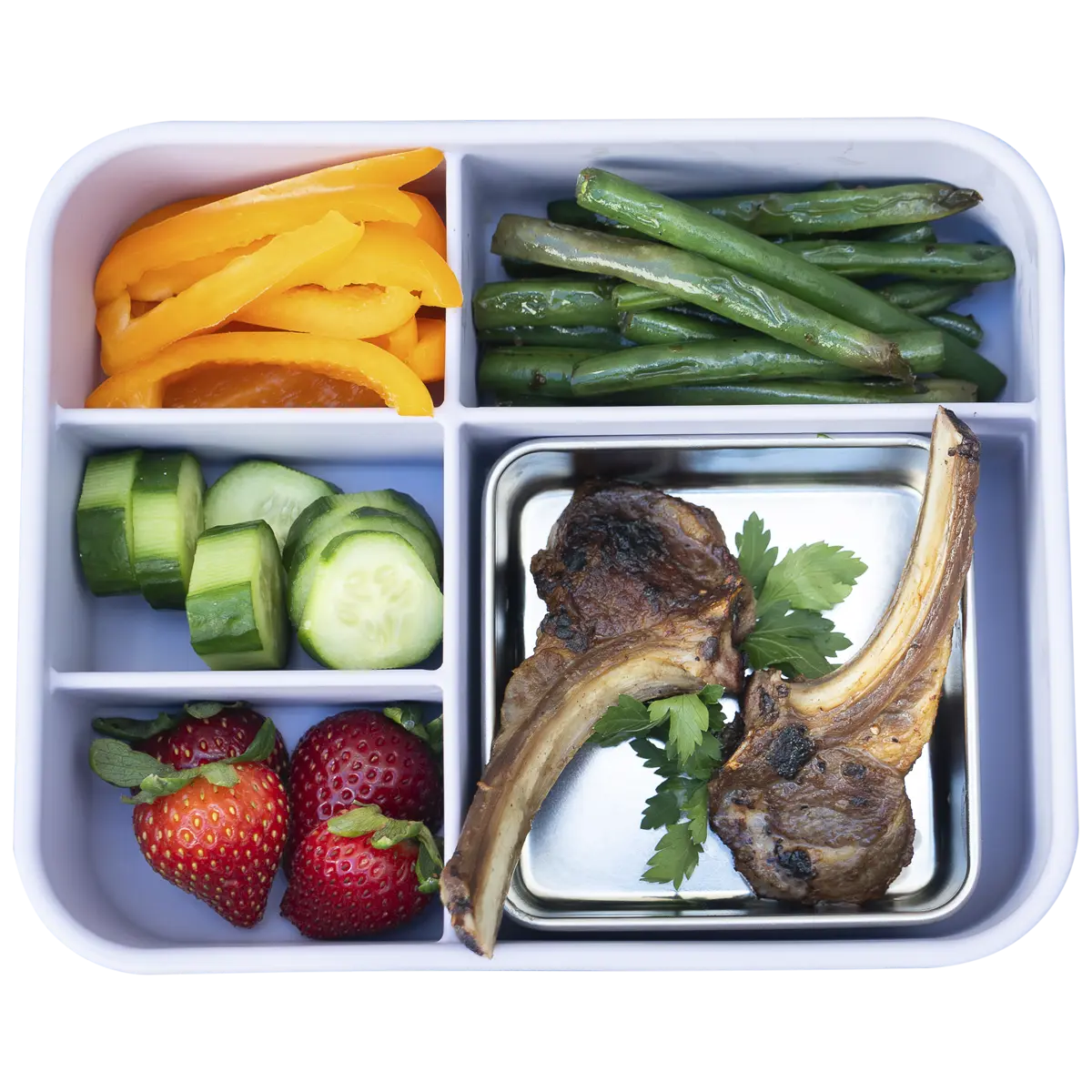 Pan-Seared Lamb Chops with Garlic Green Beans Lunchbox