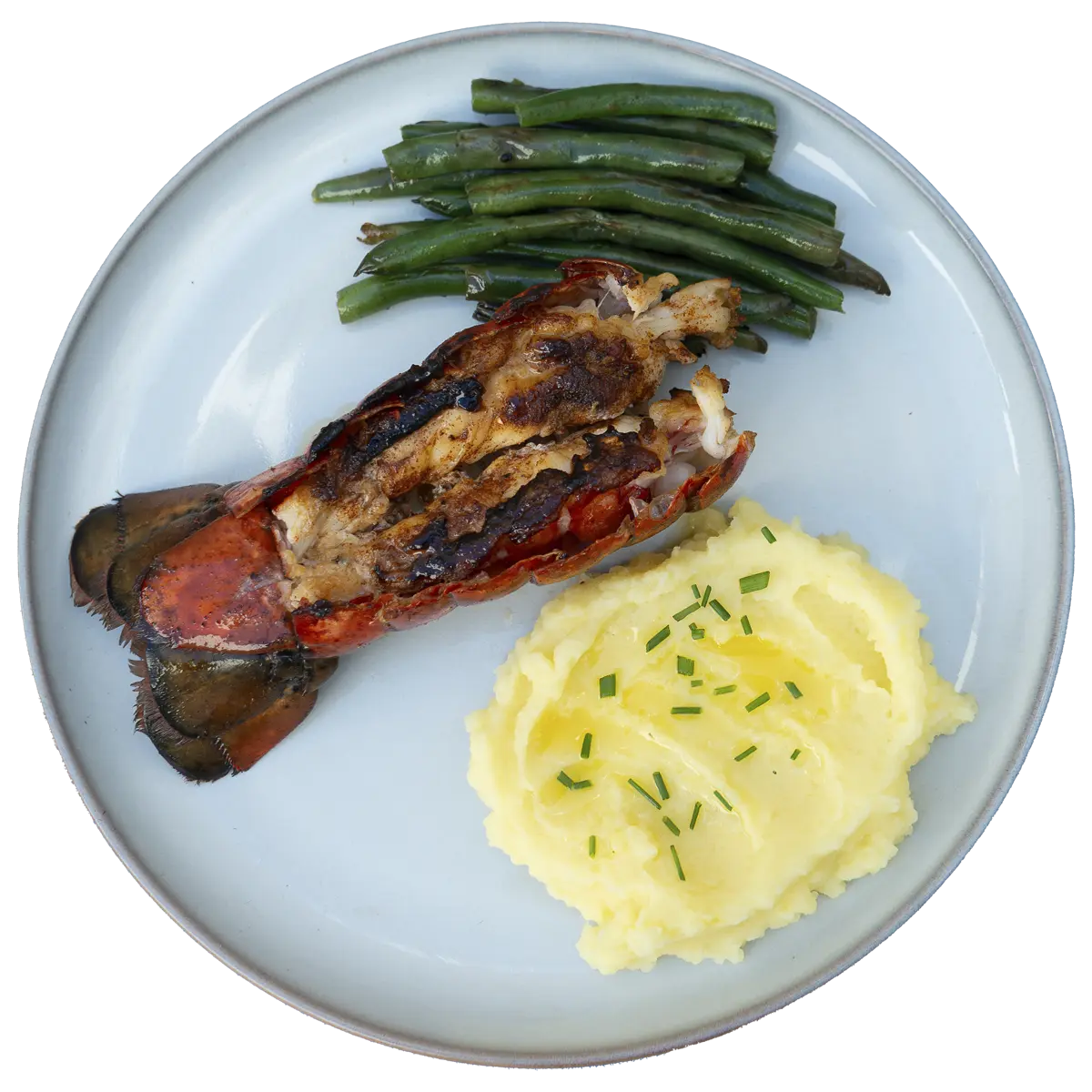 Seared Lobster with Mashed Potatoes and Green Beans